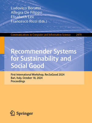 cover image of Recommender Systems for Sustainability and Social Good